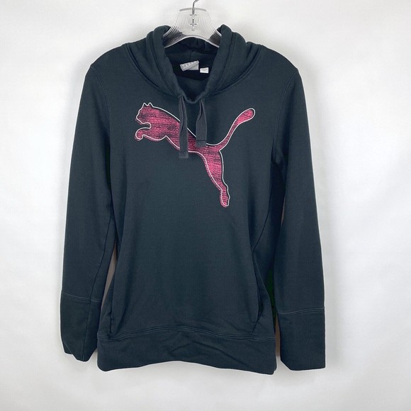 Puma Women's S Pink Speed Cat Long Sleeve Black Mock Neck Pullover Sweatshirt - Picture 1 of 9
